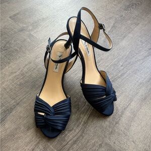 Midnight Blue Satin Heels
